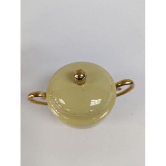 Flintridge Sylvan China Small Sugar Bowl and  Creamer Dish California Yellow - Picture 9 of 12